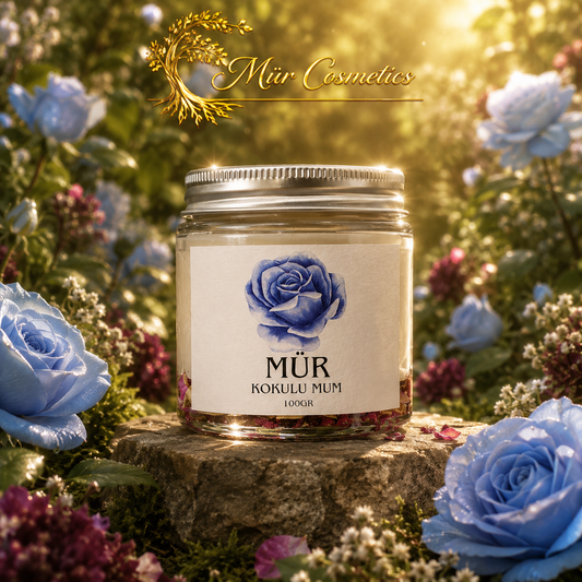 Mür Mavi Gül Kokulu Mum - 100 Gram