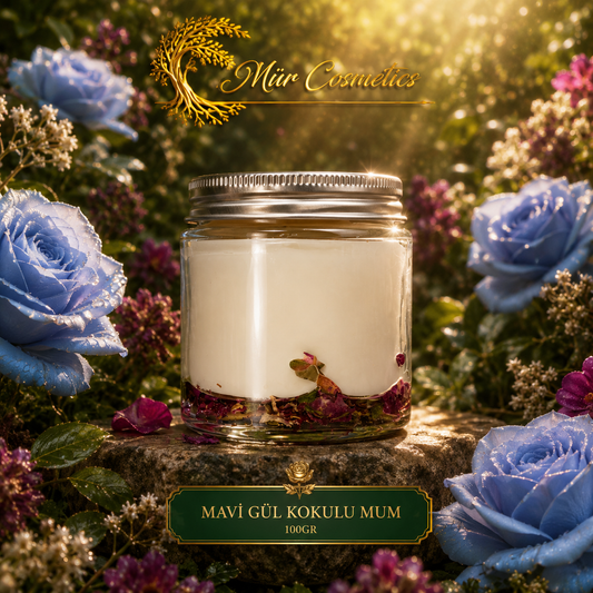 Mür Mavi Gül Kokulu Mum - 100 Gram