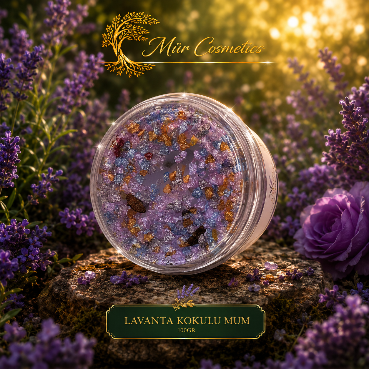 Mür Lavanta Kokulu Mum - 100 Gram