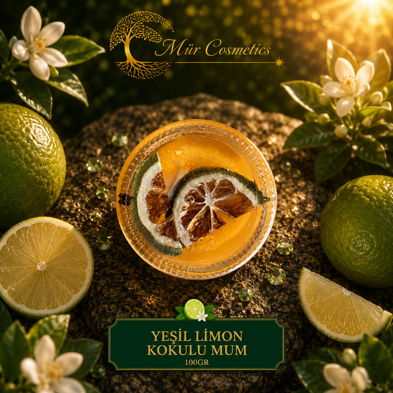 Mür Yeşil Limon Kokulu Mum - 100 Gram
