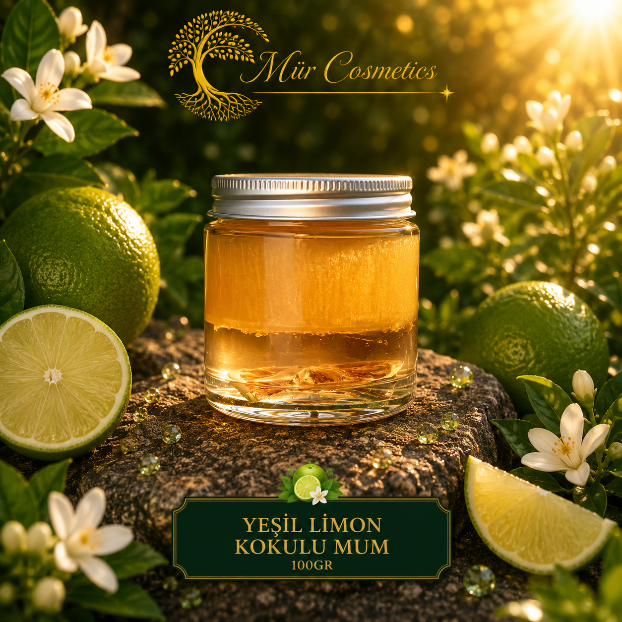 Mür Yeşil Limon Kokulu Mum - 100 Gram