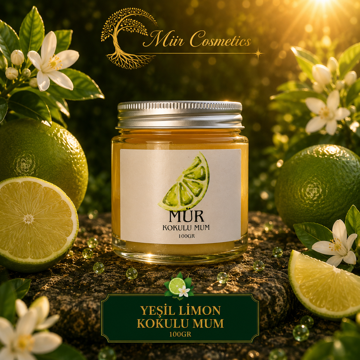 Mür Yeşil Limon Kokulu Mum - 100 Gram